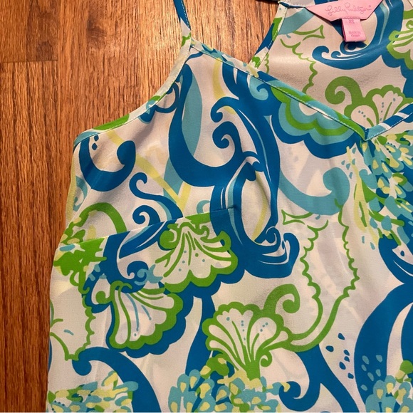 Lilly Pulitzer Dusk Racerback Resort White Crystal Coast silk top size XS - Picture 4 of 13